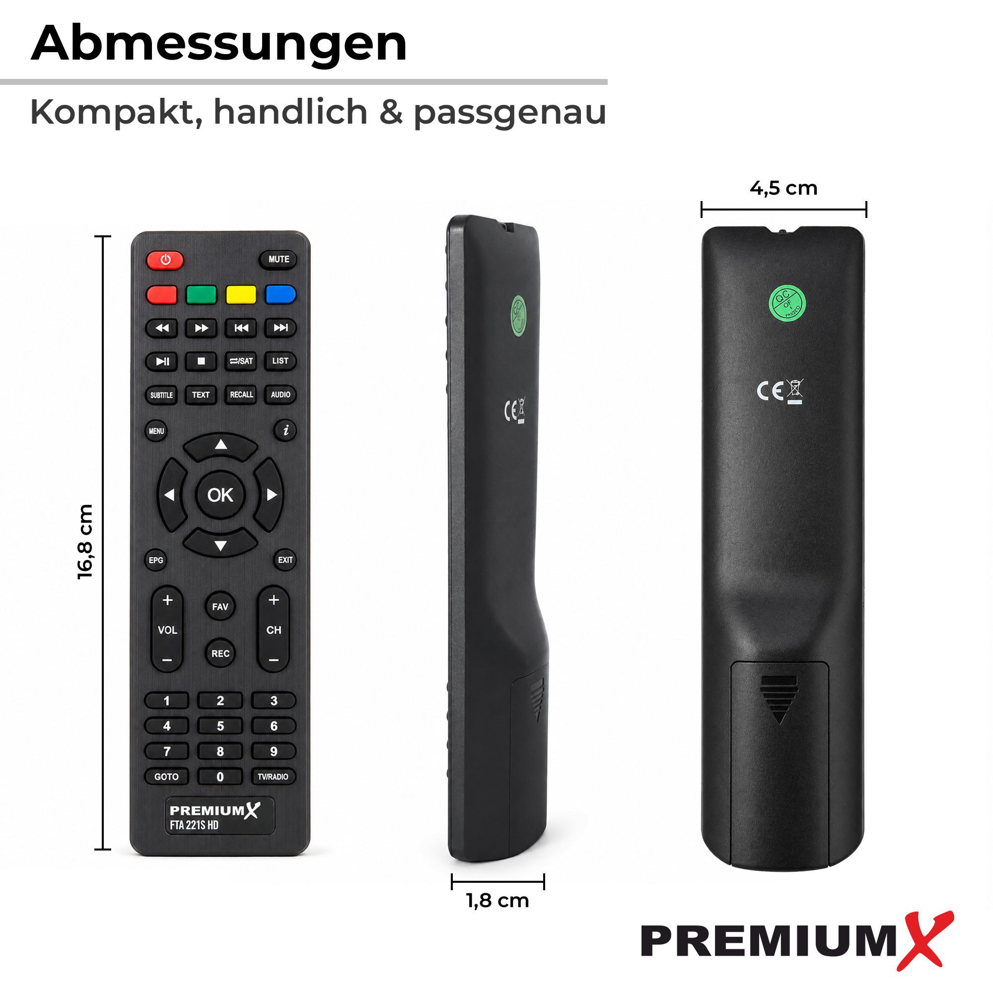 PremiumX Original Fernbedienung für PremiumX HD 221S FTA Sat Receiver SAT-Receiver