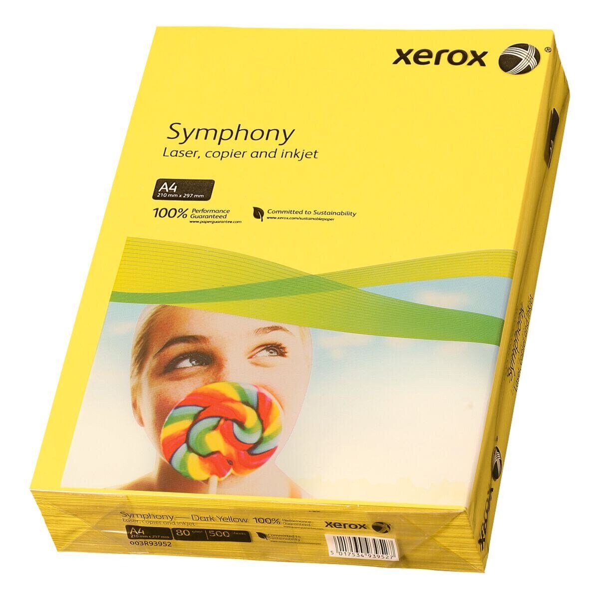Xerox Drucker- und Kopierpapier Symphony, Intensivfarben, Format DIN A4, 80 g/m², 500 Blatt sonnengelb