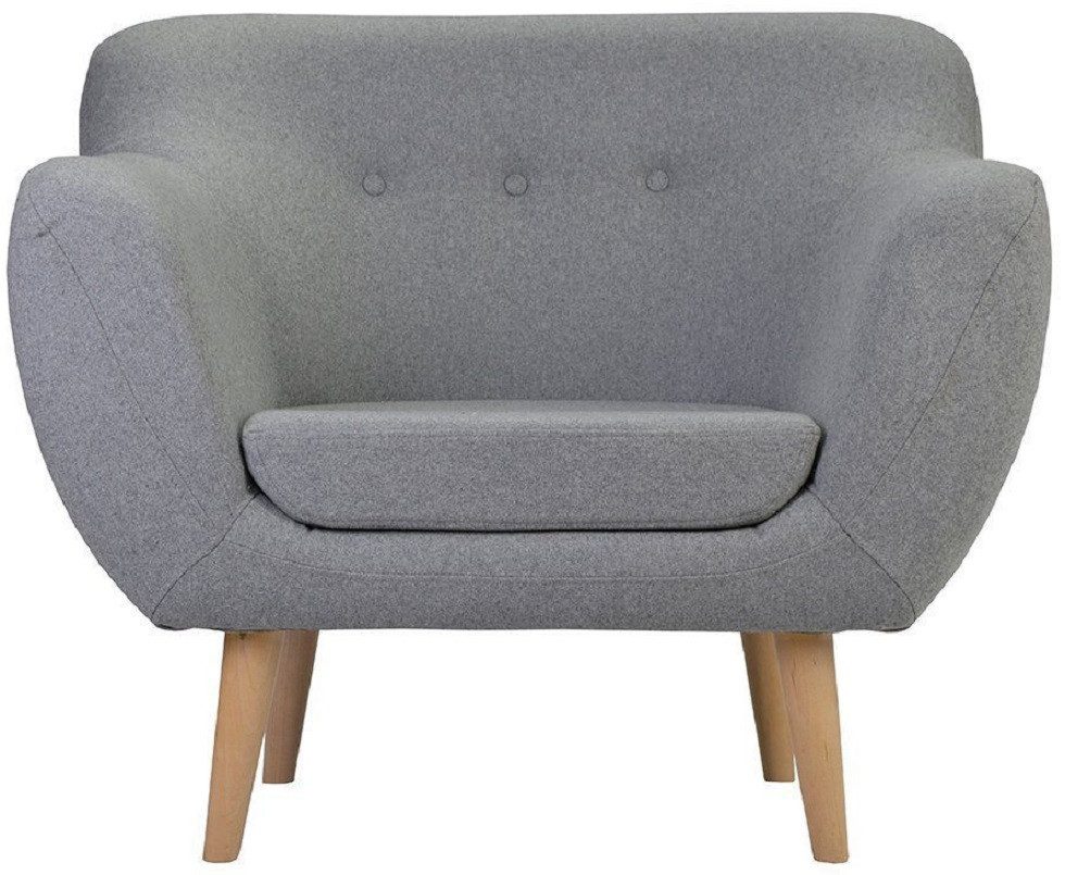 Loungesessel Luxus Sessel aus Textil in Grau mit modernem Design