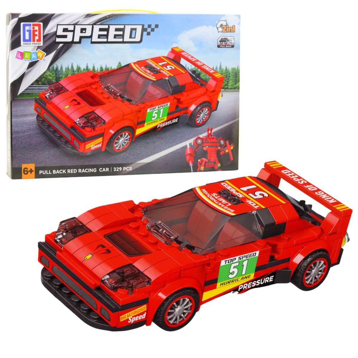 Wisam Bausteine Auto Roboter 2in1 Red Drive 329 Stk. Spielbausteine