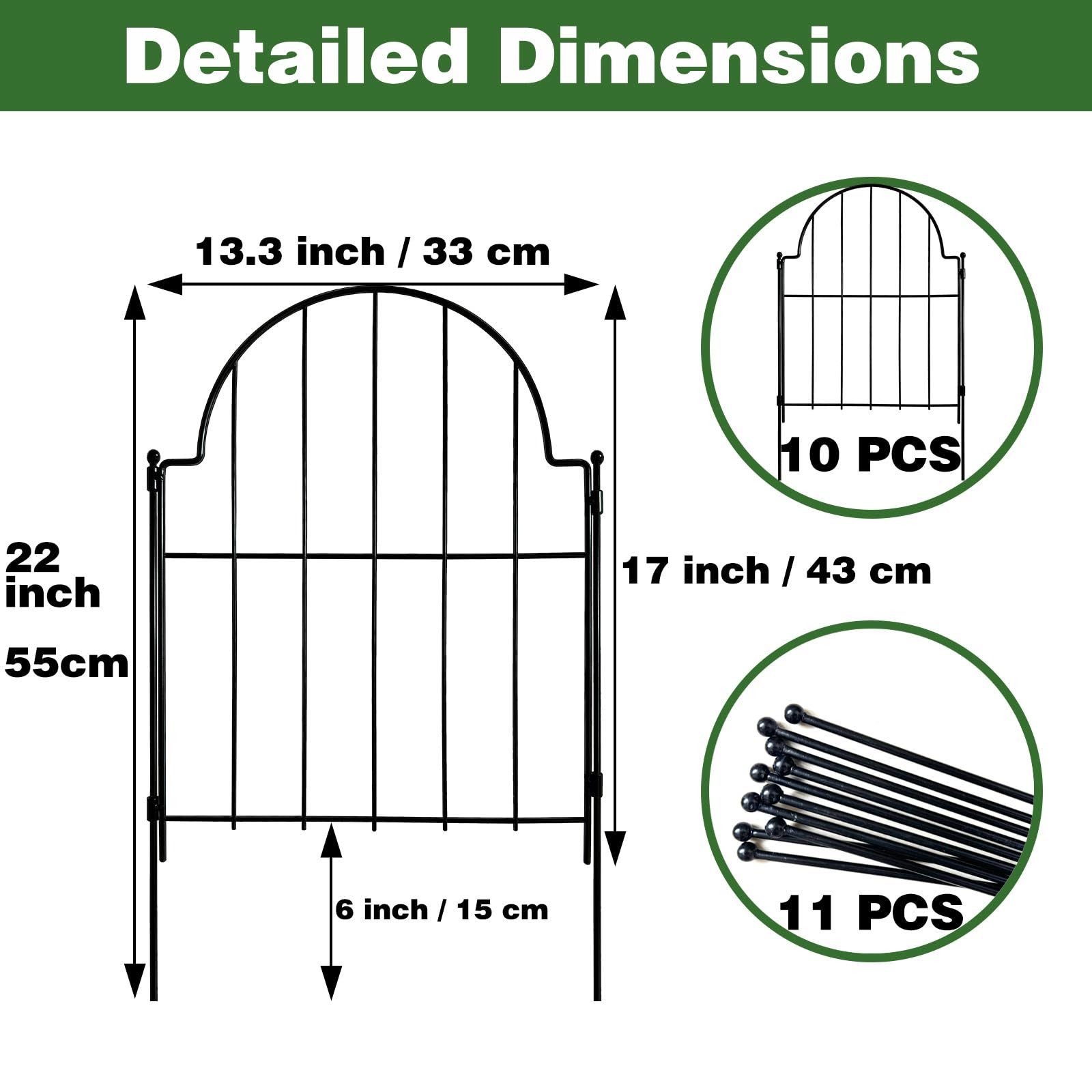 Thealyn Gartenzaun 43cmx3,3m Steckzaun Rosteinschlagfrei, (10-St)