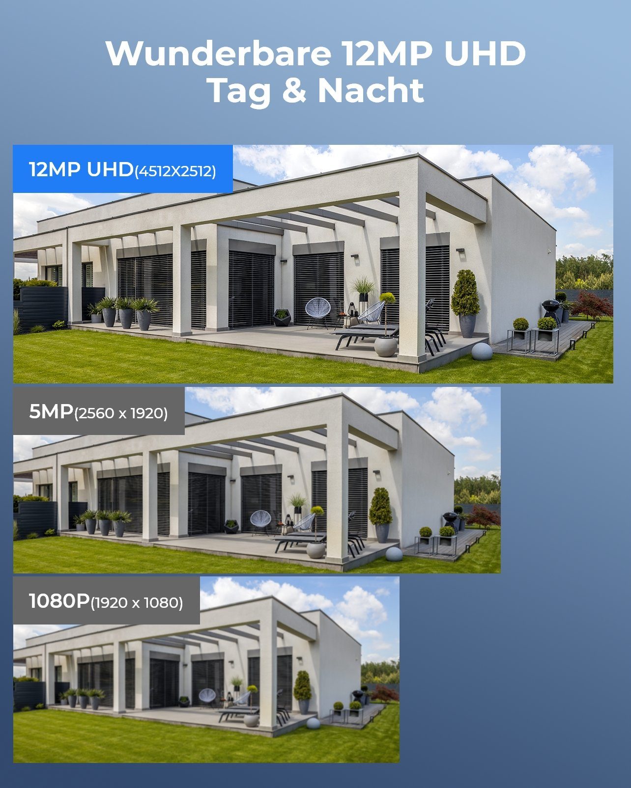 Reolink Überwachungskamera 12 MP Ultra HD PoE (Innenbereich, Außenbereich, 8-Kanal NVR mit 2TB HDD und 4 Bullet Kameras, Farbige Nachtaufnahme,Zwei-Wege-Audio,Dauernde 24/7 Aufzeichnung)