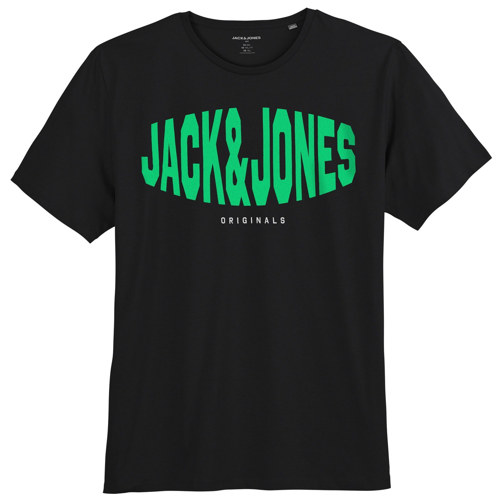 Jack & Jones Rundhalsshirt Große Größen Herren Logo T-Shirt schwarz JORMARQUE Jack&Jones