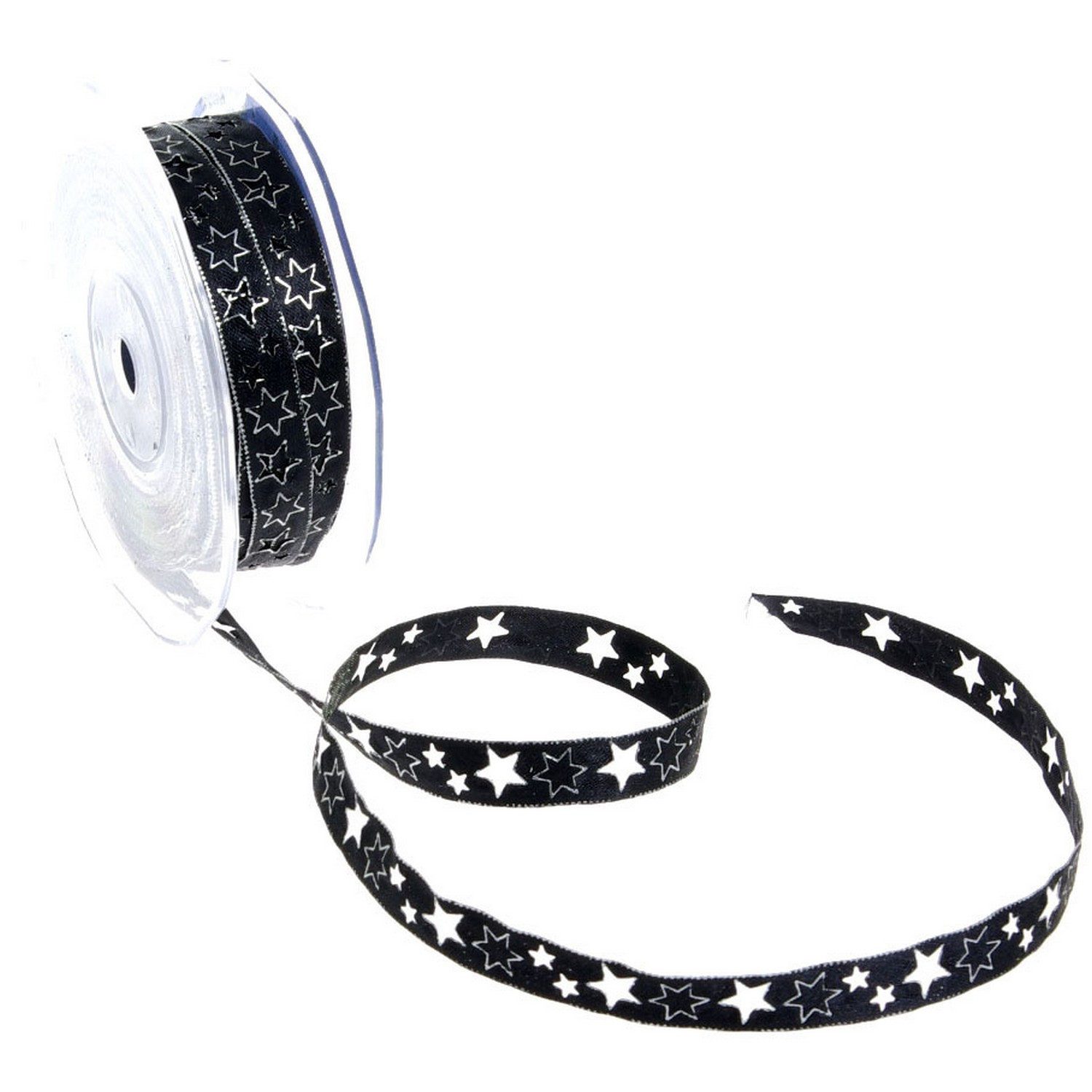 Deko AS Dekoband Dekoband - "Laser Cut Star" - schwarz/silber - 12mm - 20m - 92101 91