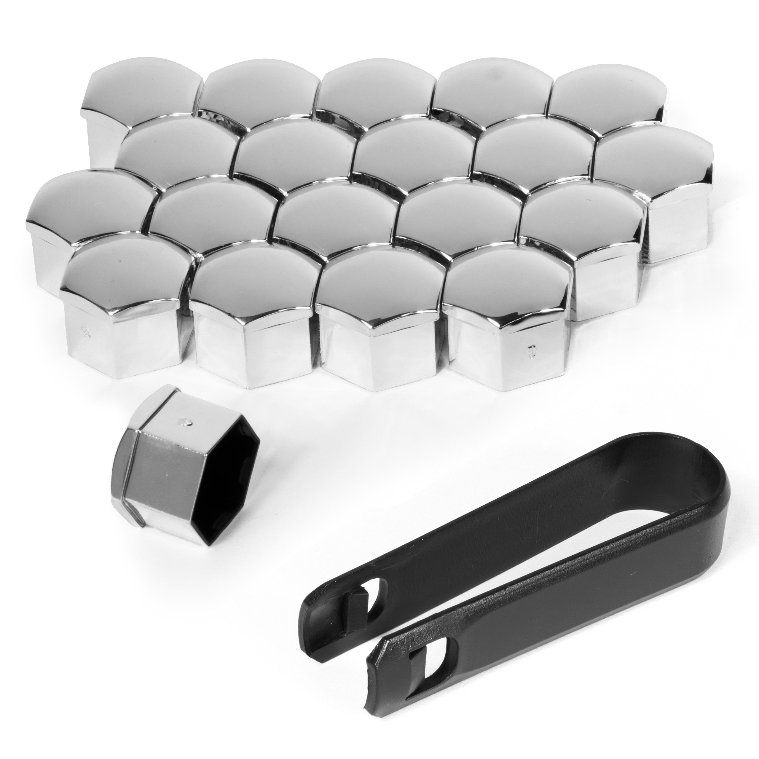 KomfortHome Radkappe Radmuttern Abdeckungen Silber 20 Stück Auto Felgen Schrauben, (20-St) Radschrauben Kappen Schutzkappen PKW Universal Felgenschutz