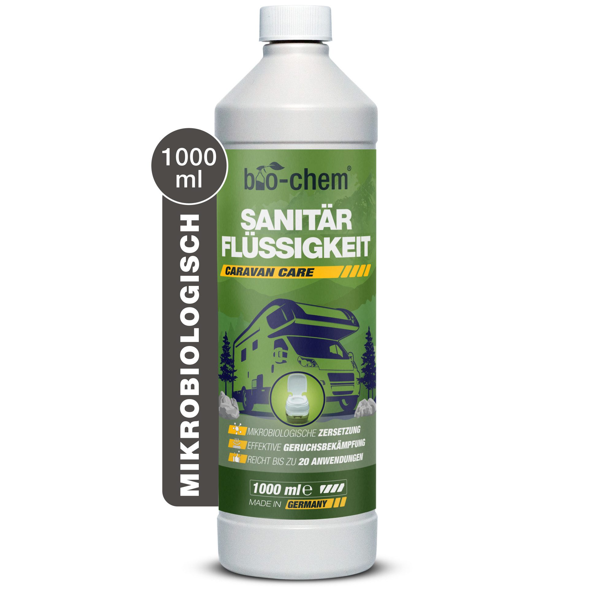 bio-chem Sanitärflüssigkeit 1L – Mikrobiologischer Toilettenzusatz Campingtoilettenreiniger