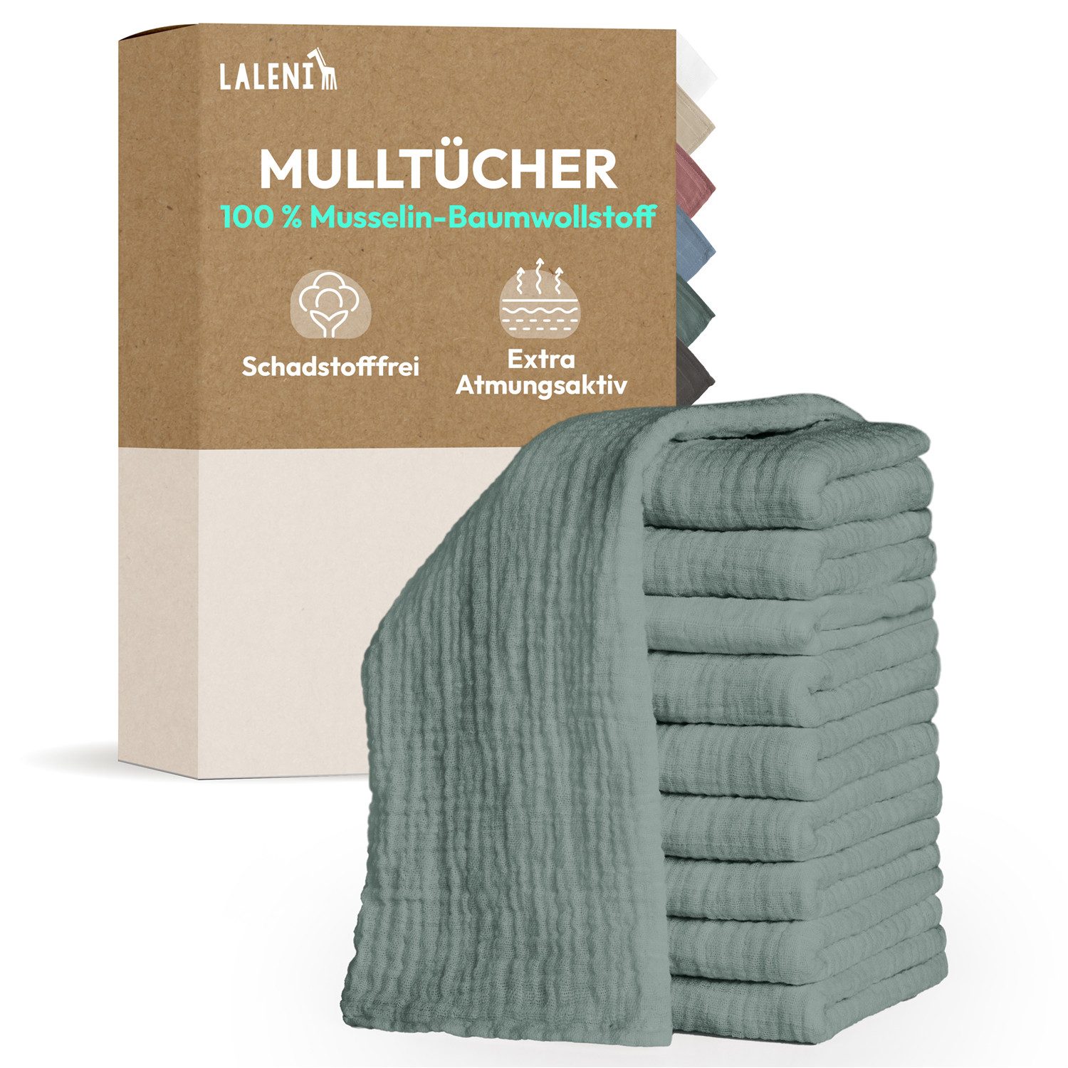 Laleni Spucktuch Spucktücher Baby aus Reiner Baumwolle in 70x70, (30-tlg), OEKO-TEX Zertifizierte Mulltücher