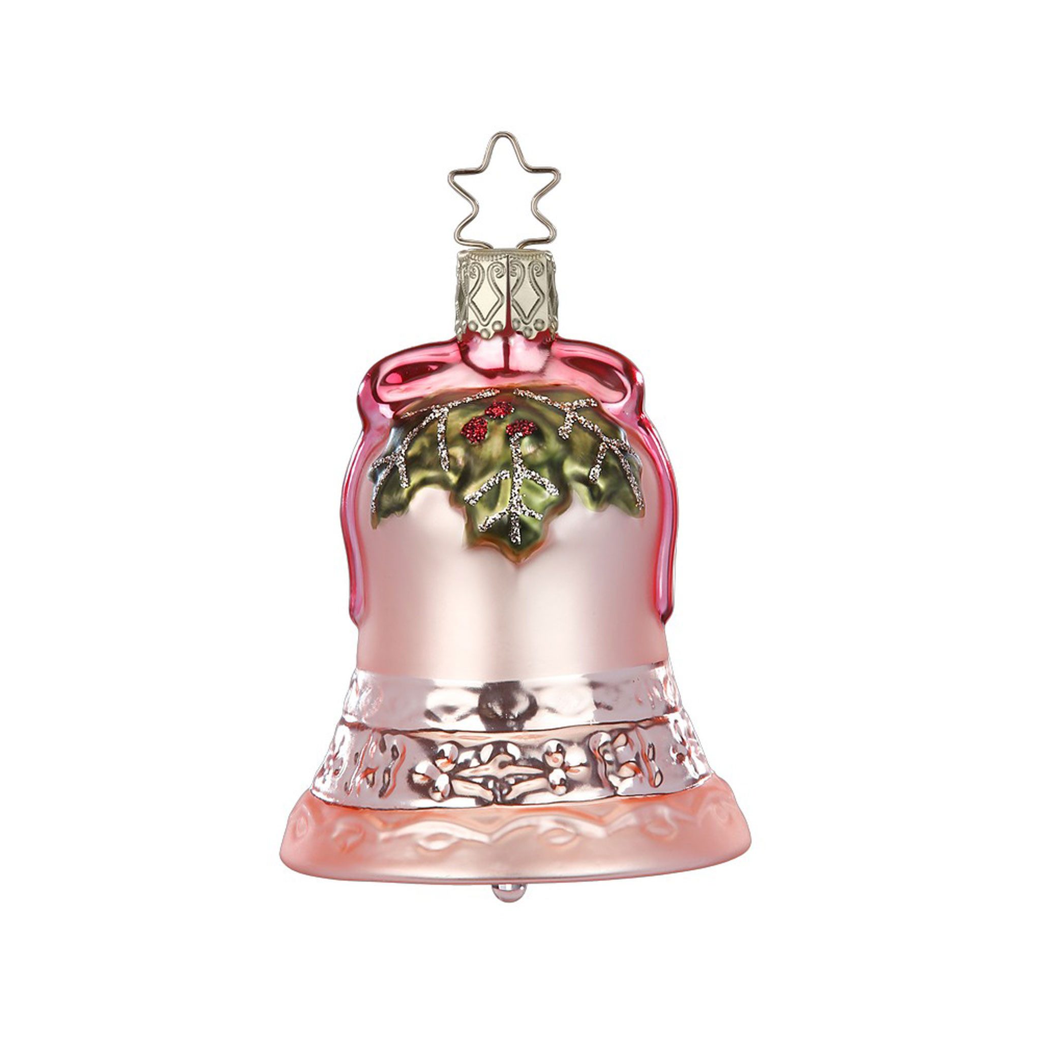 INGE-GLAS® Christbaumschmuck, Christbaumschmuck Weihnachtsglocke 9cm Glas Figur Rosa