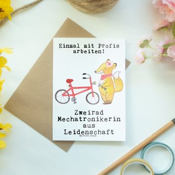 Mr. & Mrs. Panda Grußkarte Zweirad Mechatronikerin Leidenschaft - Weiß - Geschenk, Klappkarte, D, Hochwertiger Karton