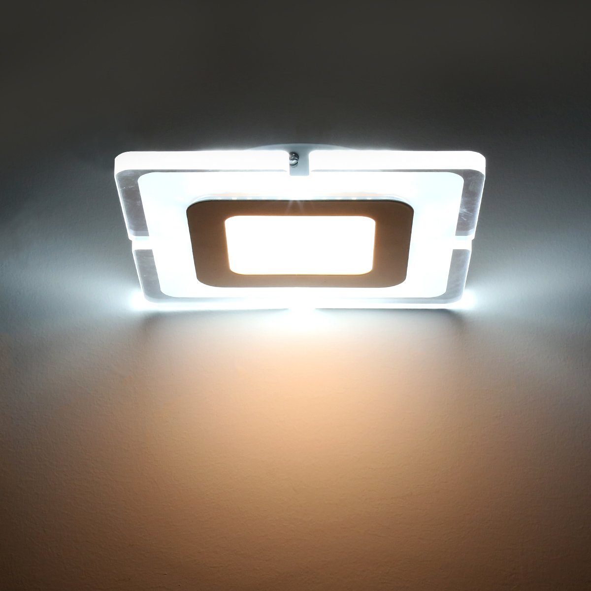LETGOSPT 20cm, und LED x 20cm integriert, Geeignet IP44 Wohnzimmer Quadra Küche Deckenleuchte Wohnzimmerlampe, Wasserfest, Innen Deckenleuchte, Badezimmer lichter 18W LED Warmweiß fest Badlampe