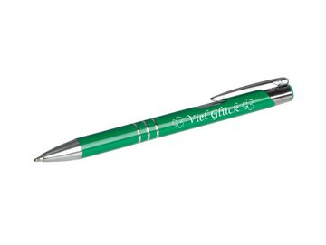 Livepac Office Kugelschreiber 10 Kugelschreiber mit Gravur "Viel Glück" / aus Metall / 10 verschiede