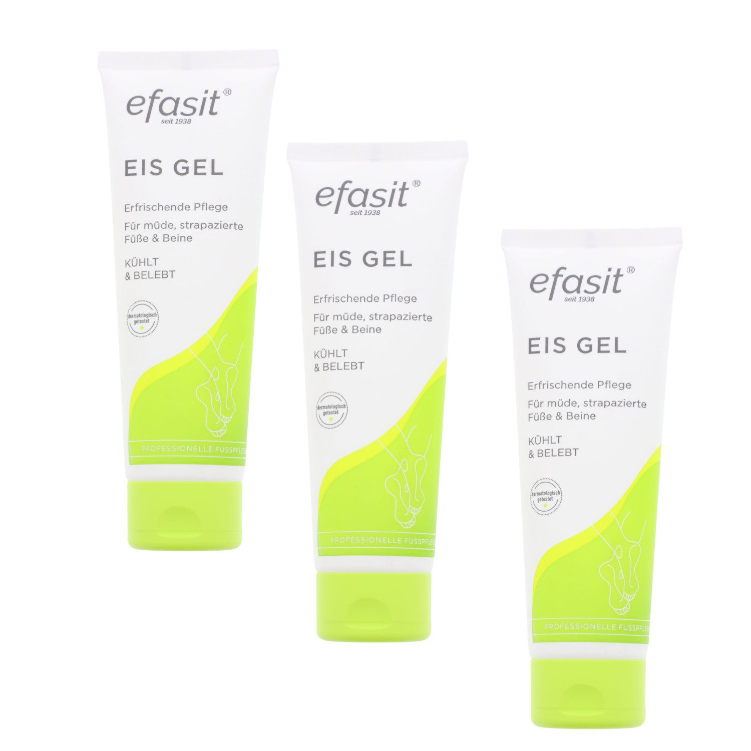 efasit Fußcreme 3 x efasit Eisgel je 75 ml Strapazierte Beine & Füße Kühl & Belebt