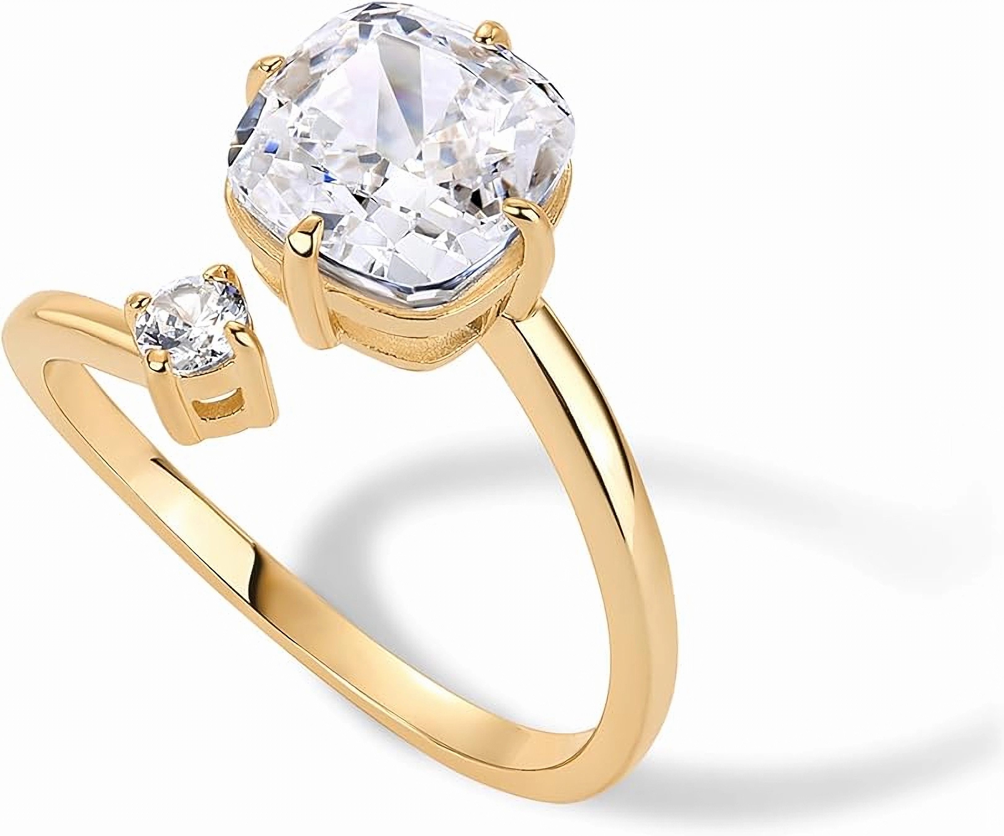 Jumpeak Verlobungsring 585 Gold, 3 Karat Diamantring im Kissenschliff, Damen-Ehering, E, VVS2, 2ex, IGI-Zertifikat, für Verlobungen, Geburtstage, Jahrestage
