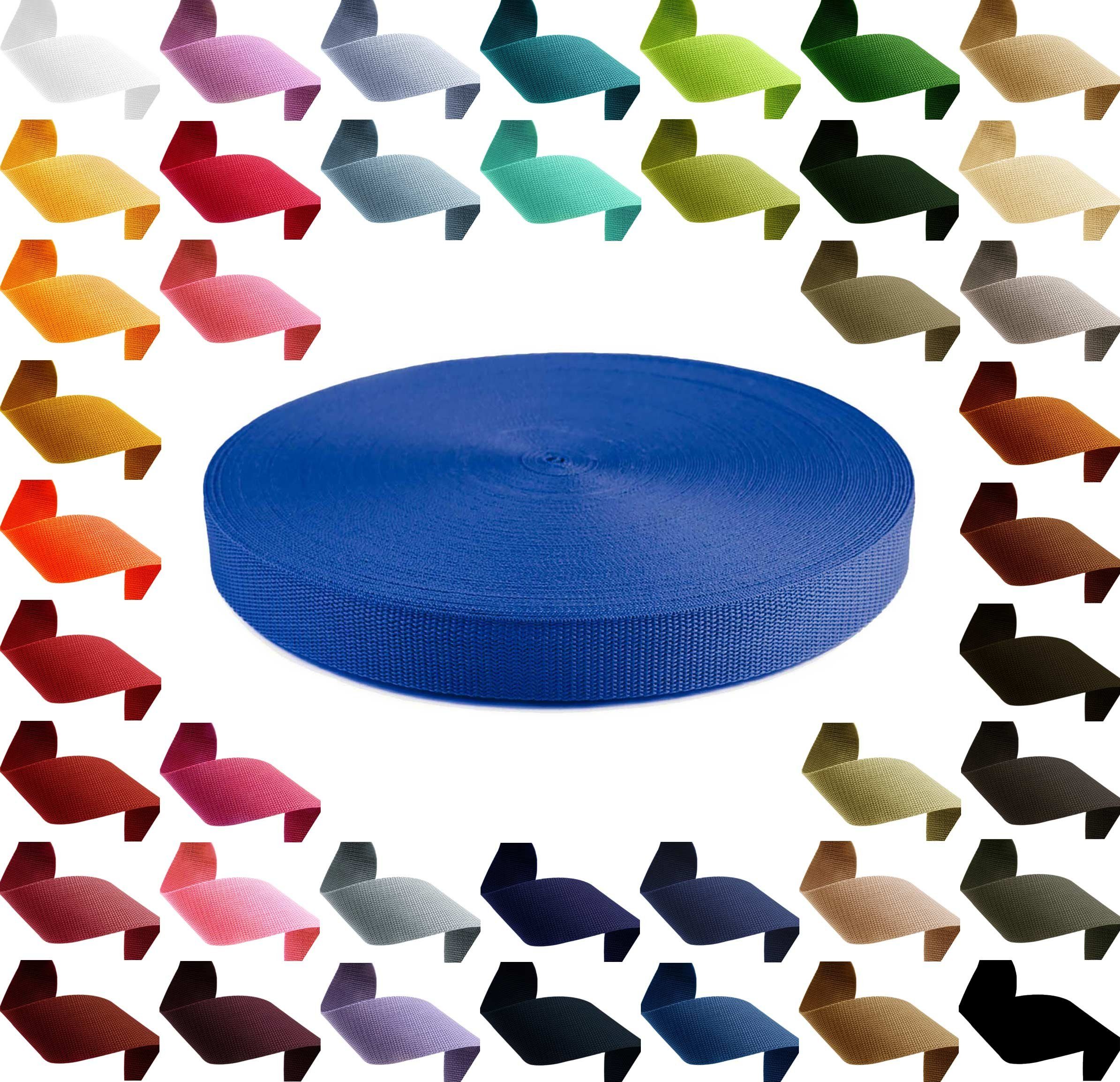 maDDma 12m PP Gurtband, Polypropylen, 20mm breit, 1,3mm stark, Farbwahl Rollladengurt, 220 königsblau