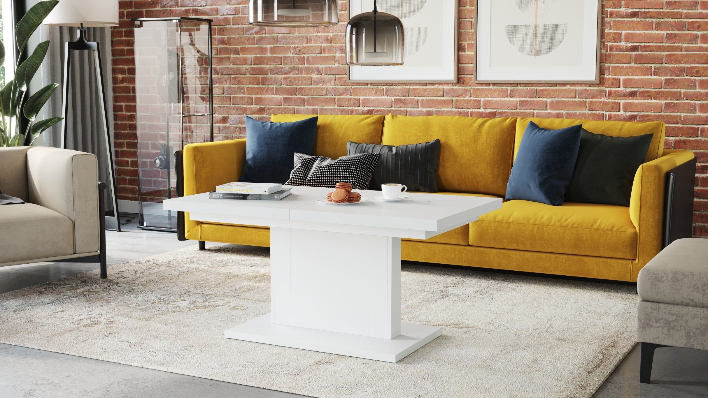 designimpex Couchtisch Design Orion stufenlos höhenverstellbar günstig online kaufen