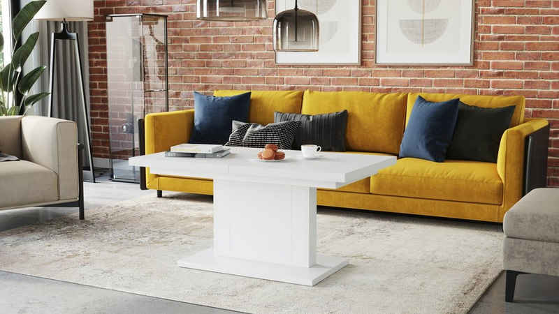 designimpex Couchtisch Design Couchtisch Orion stufenlos höhenverstellbar ausziehbar Esstisch