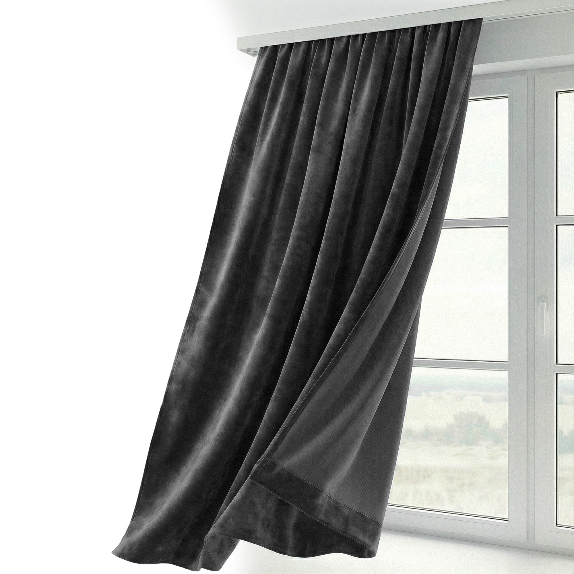 Beautex Verdunkelungsvorhang Samt Vorhang Kräuselband U-Band Gardine Velvet abdunkelnd (1 St), Hakenaufhängung, abdunkelnd, Weicher Samtstoff, lichtmindernd, pflegeleicht, blickdicht
