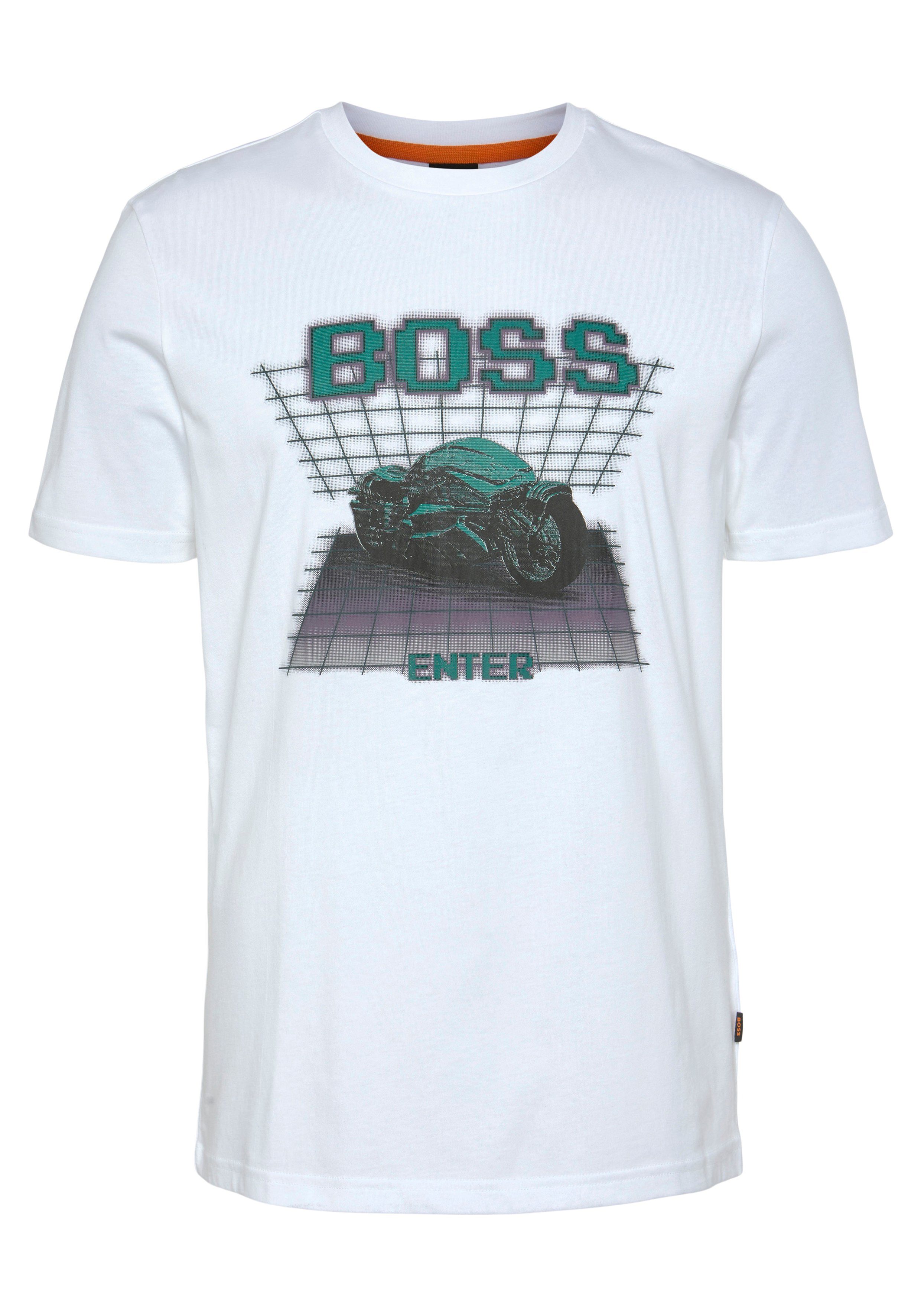 BOSS ORANGE T-Shirt TeEnter mit großem Print auf der Brust White