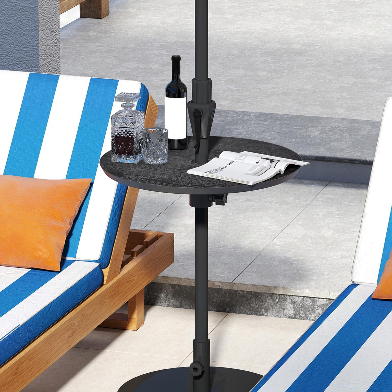 COSTWAY Gartentisch, Ø50cm Schirmtisch mit 38mm Schirmloch, rund, verstellbar