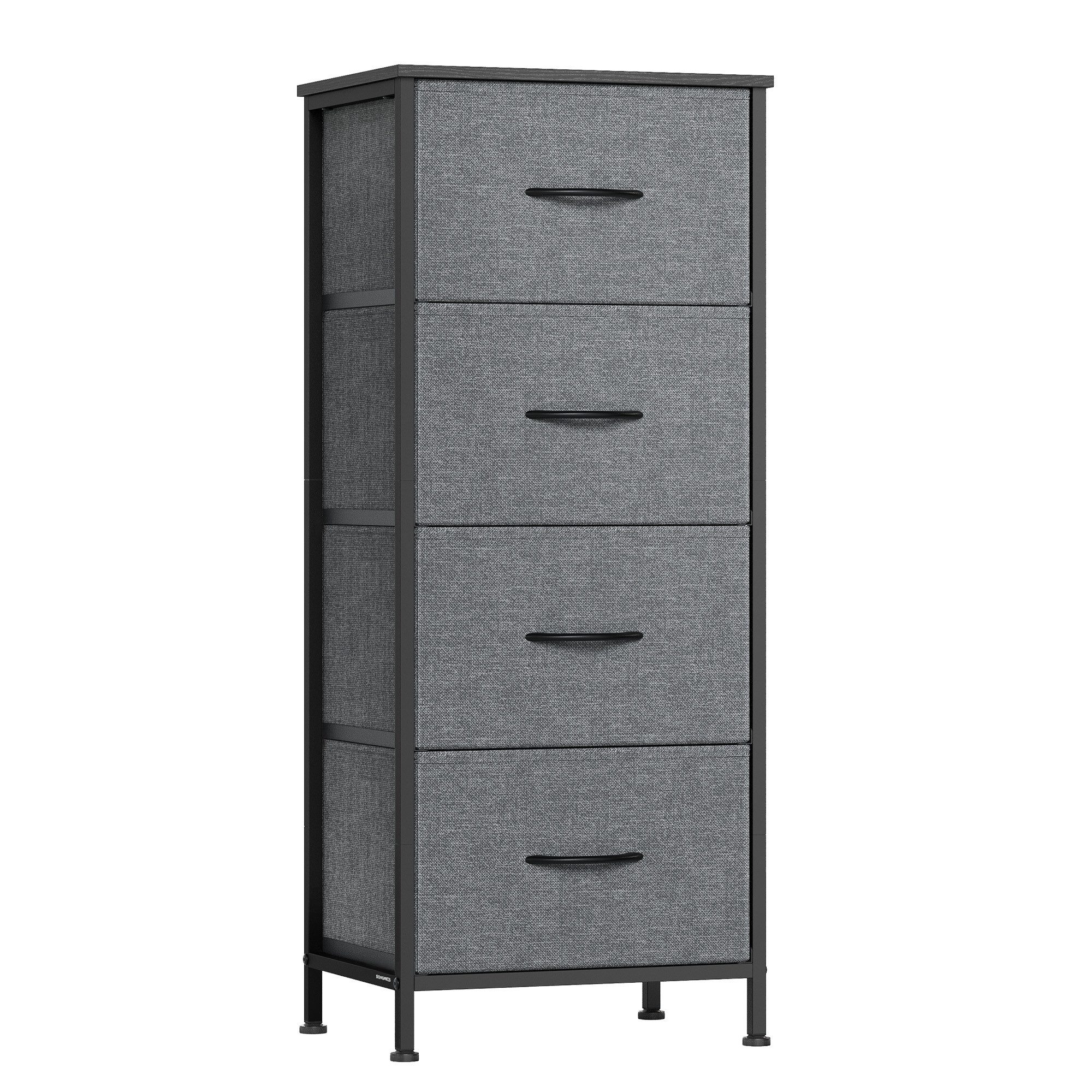 SONGMICS Kommode Schrank, Aufbewahrungsschrank, für Schlafzimmer, Flur, Wohnzimmer, Stahl, 4 Schubladen