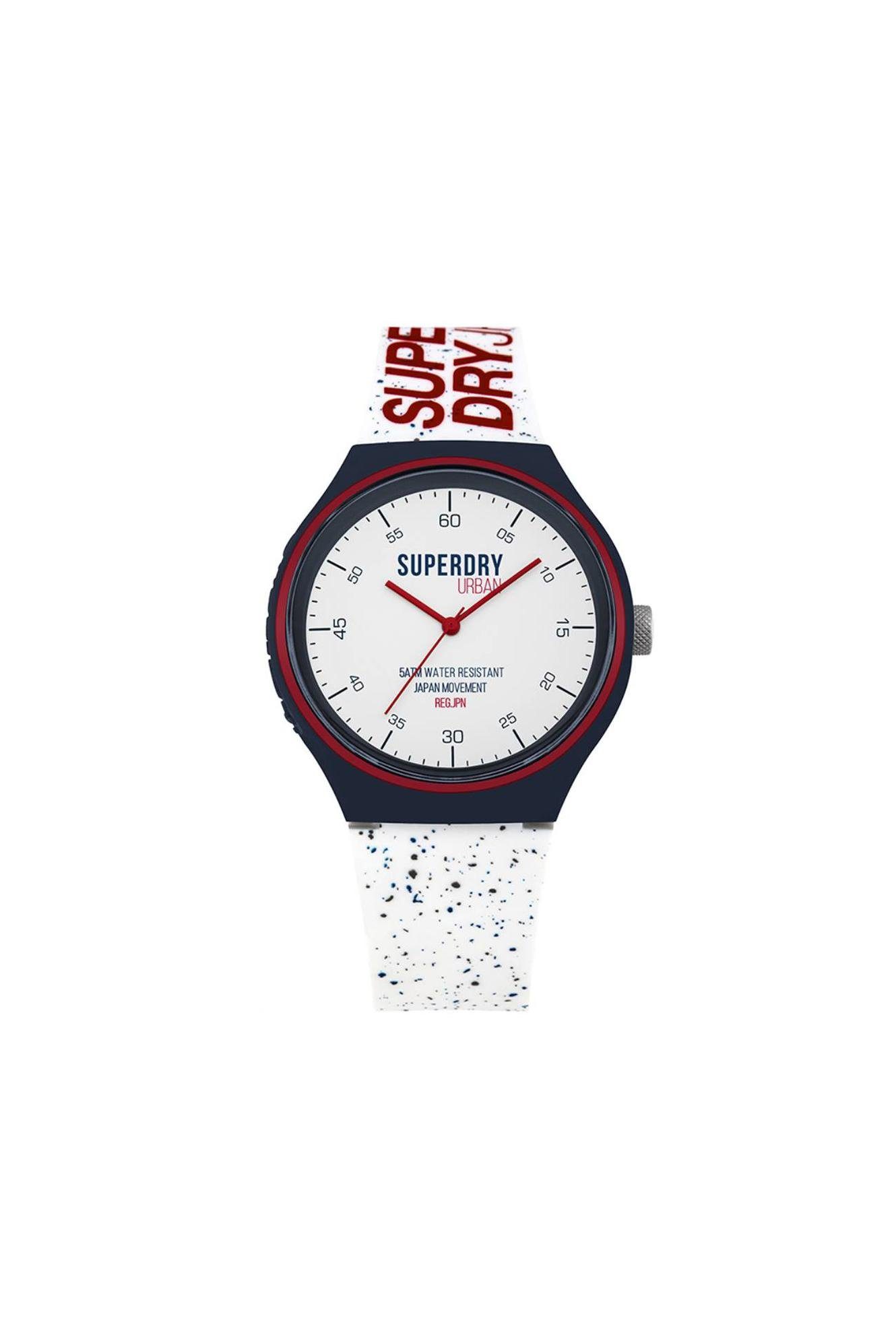 Superdry Quarzuhr, Superdry Unisex Analog Quarz Uhr mit Silikon Armband SYG227W