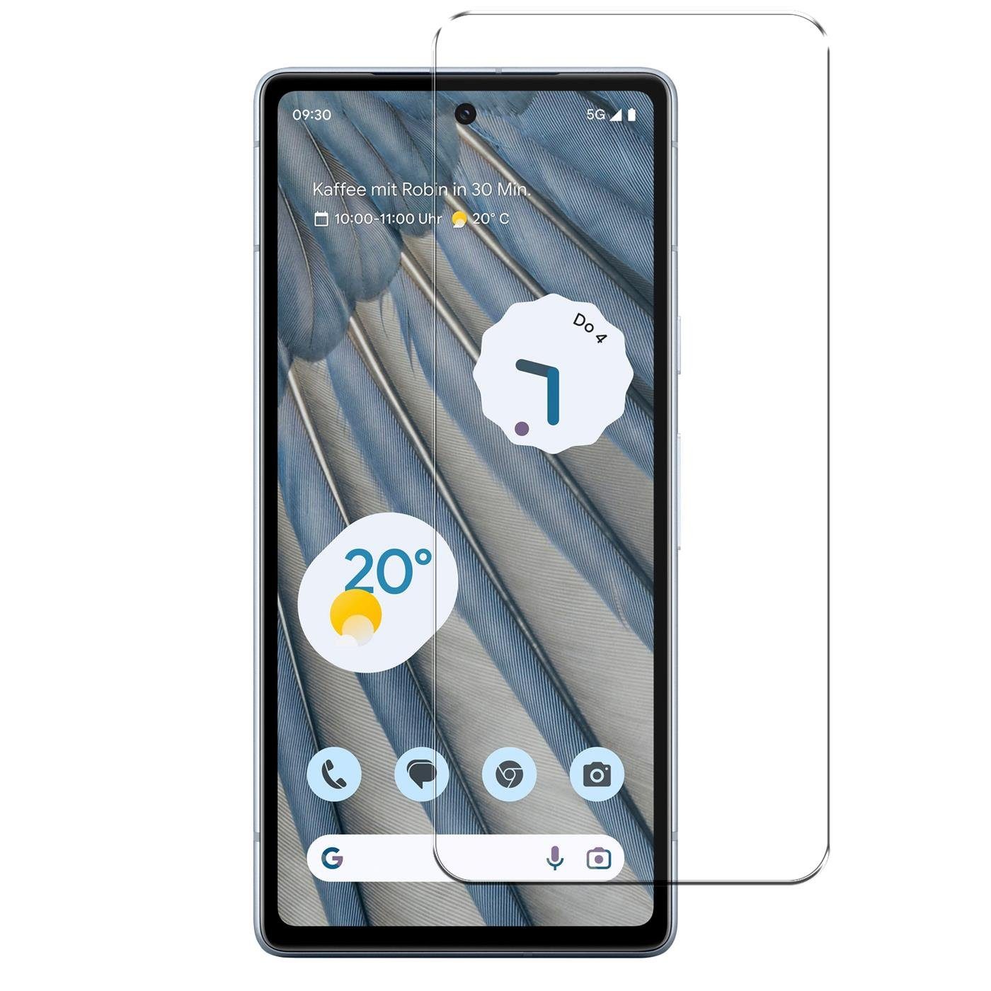 CoolGadget Handyhülle Blau als 2in1 Schutz Cover Set für das Google Pixel 7a 6,1 Zoll, 2x 9H Glas Display Schutz Folie + 1x TPU Case Hülle für Pixel 7a