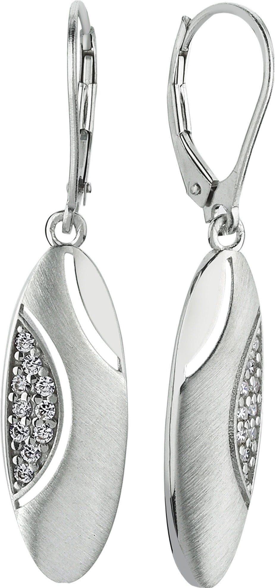 Balia Paar Ohrhänger Balia Damen Ohrringe matt poliert (Ohrhänger), Damen Ohrhänger Oval aus 925 Sterling Silber, Länge ca. 7,5cm