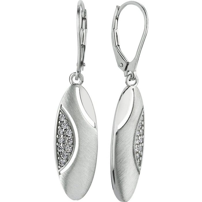 Balia Paar Ohrhänger Balia Damen Ohrringe matt poliert (Ohrhänger) Damen Ohrhänger Oval aus 925 Sterling Silber Länge ca. 7 5cm