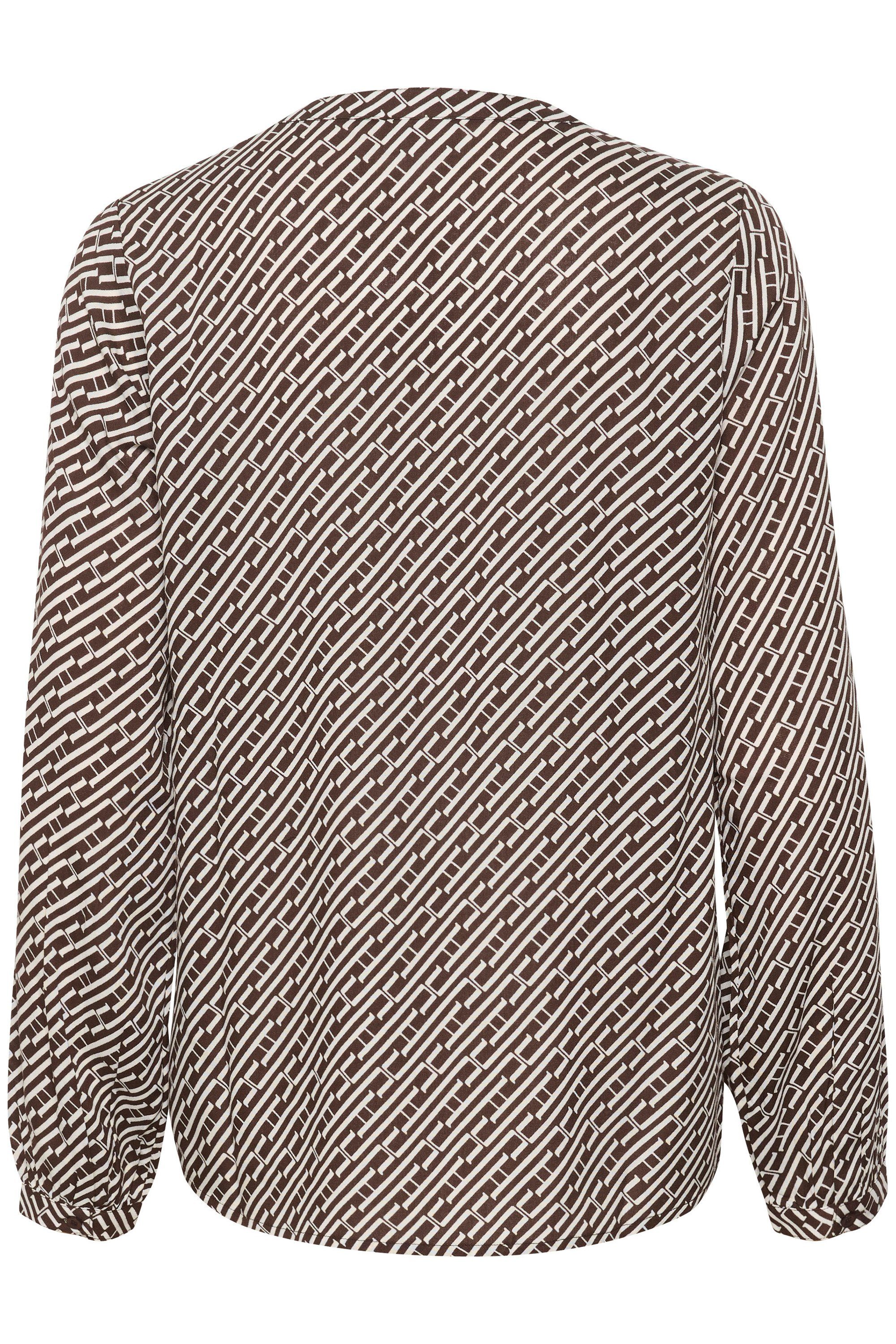 KAkenny KAFFE Stripe Sand Graphic Dollar Langarm-Bluse Langarmbluse