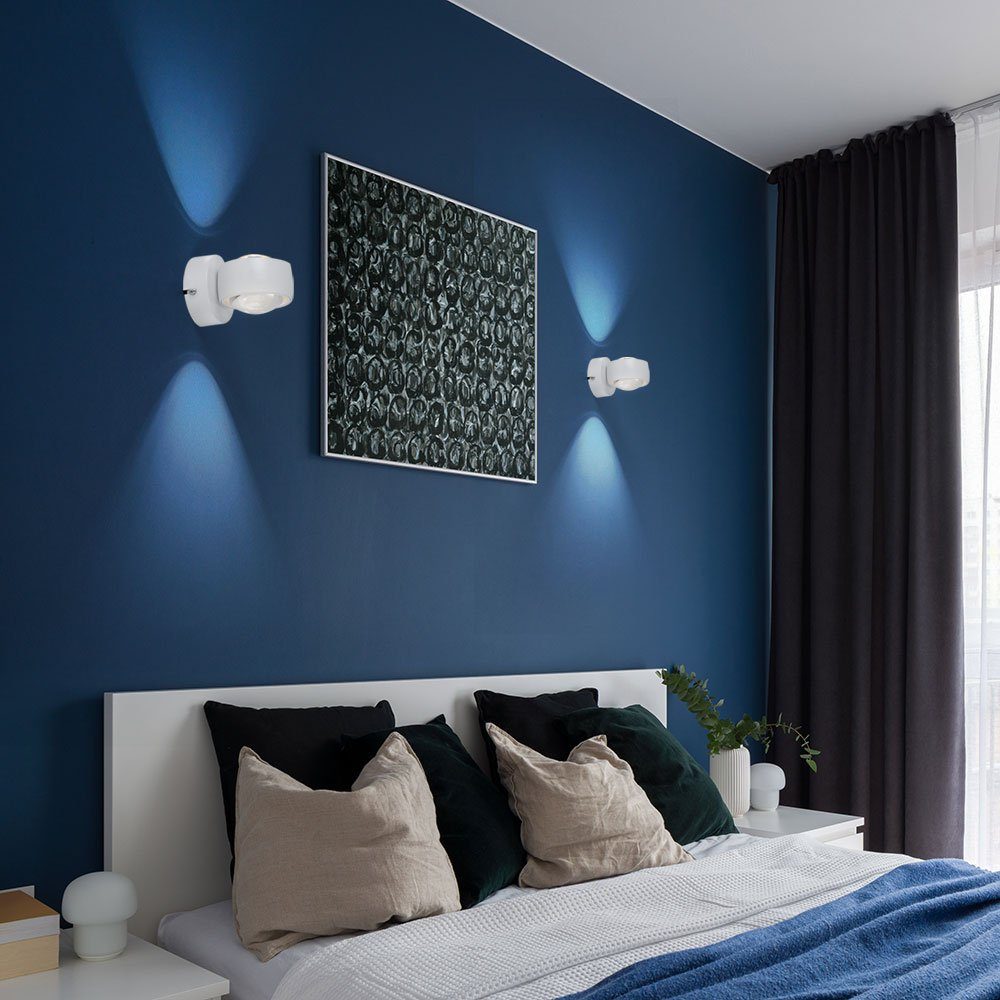 GLOBO LIGHTING LED Wandleuchte, LED-Leuchtmittel fest verbaut, Warmweiß, LED Wand Leuchte Up Down Wohnzimmer Kugel Strahler Glas klar