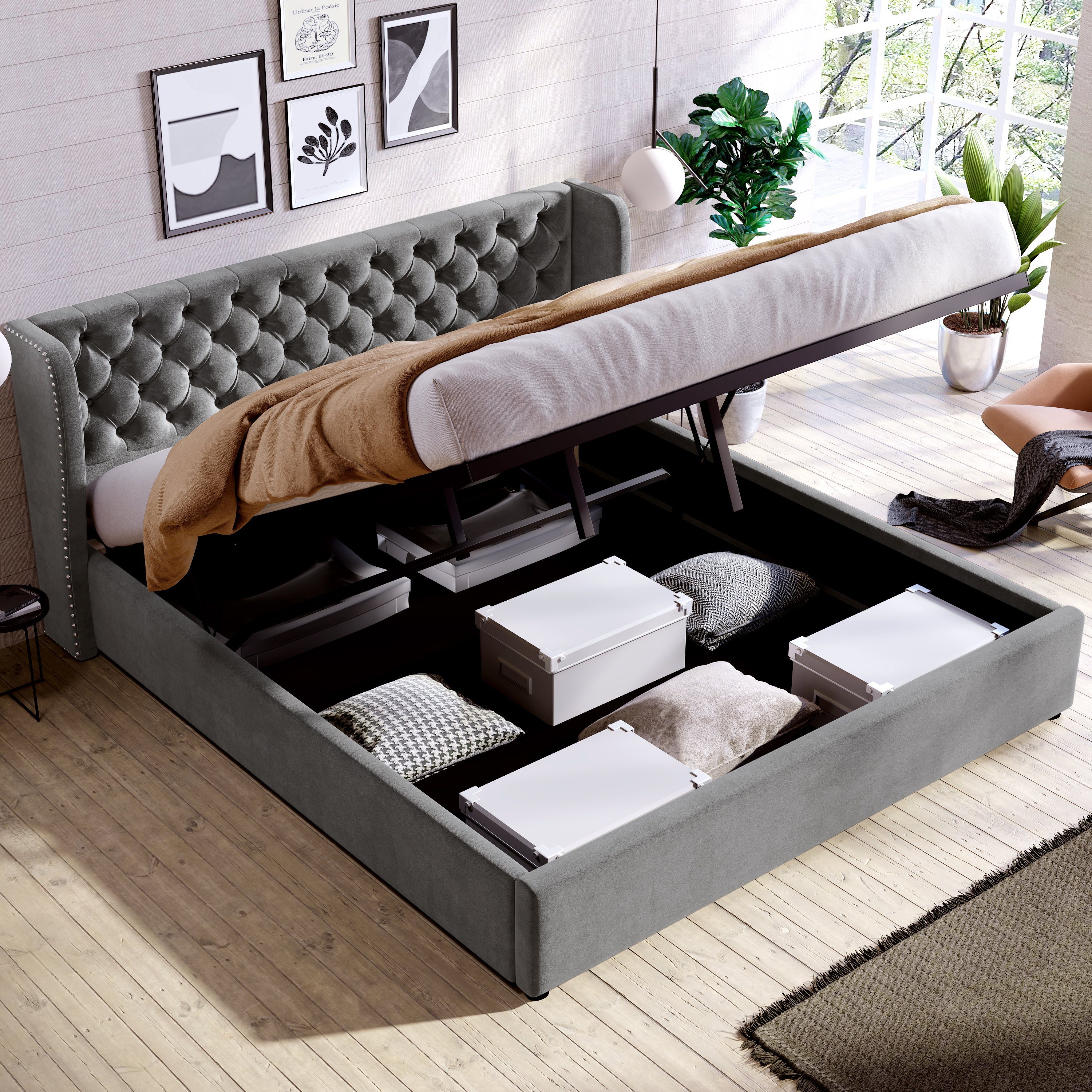 HAUSS SPOLE Polsterbett Polsterbett hydraulisches Doppelbett günstig online kaufen