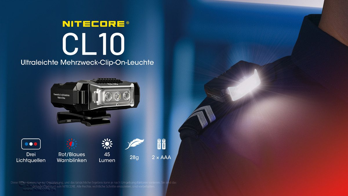Nitecore LED Stirnlampe Clipleuchte CL10 - für AAA Batterie (1-St)