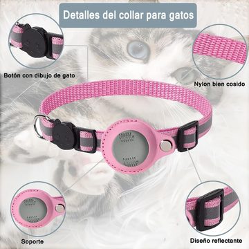 Avisto Katzen-Halsband AirTag Katzenhalsband Reflektierendes mit Glocke, Nylon, Verstellbar Tracking-Gerät Halsband für Katzen, 32CM