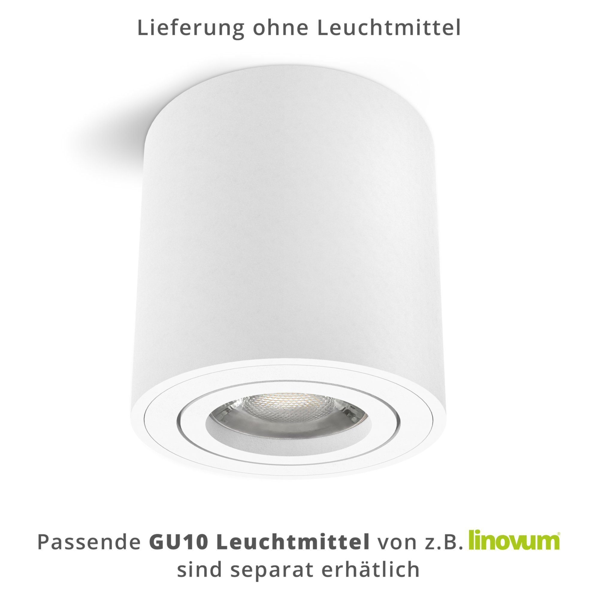 linovum LED Aufbaustrahler inklusive Leuchtmittel matt in GU10 Leuchtmittel nicht nicht Aufbauleuchte LED, inklusive, & schwenkbar fuer & weiss CORI