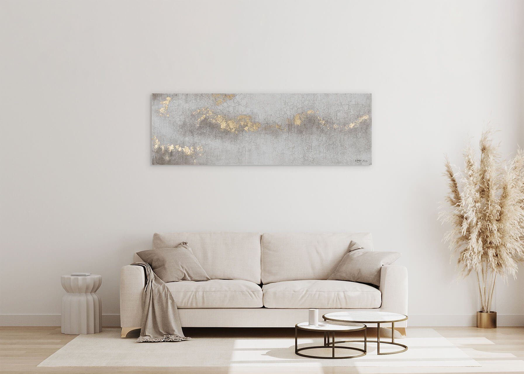 KUNSTLOFT Gemälde cm, Wandbild 150x50 Fog Riddle Wohnzimmer of the 100% Leinwandbild HANDGEMALT