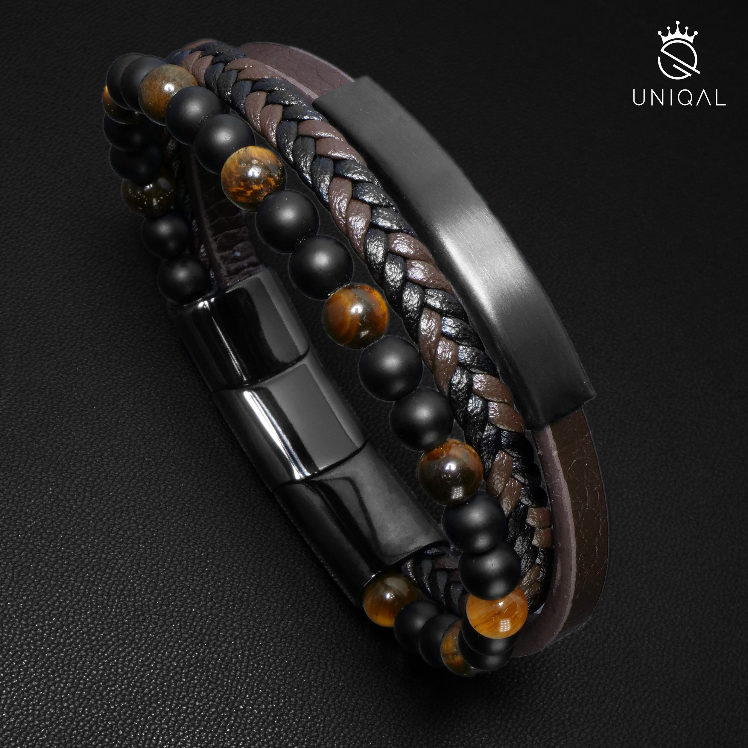UNIQAL.de Lederarmband Lederarmband Herren "FANCY" Perlenarmband Naturstein günstig online kaufen