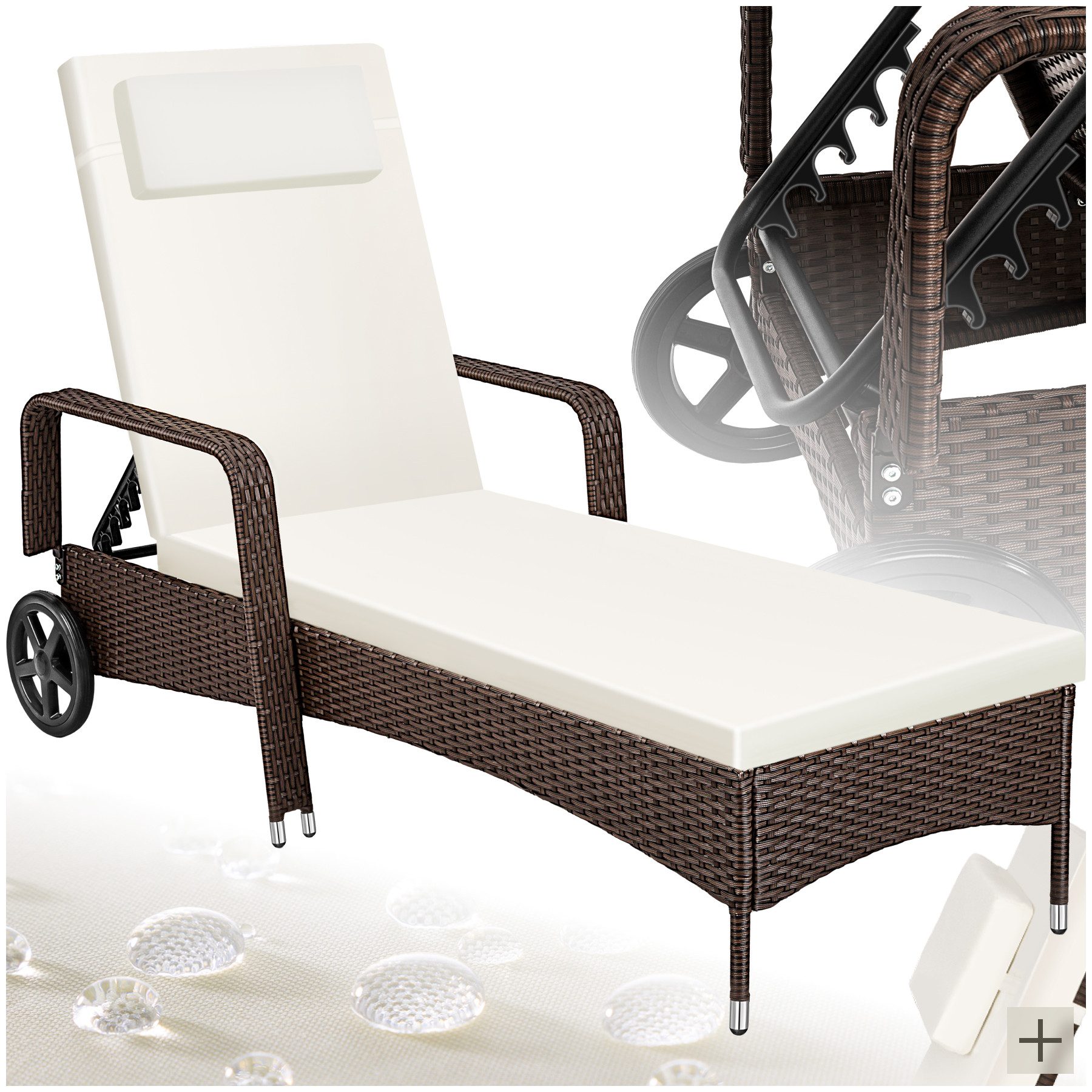 tectake Gartenliege Rattan Sonnenliege, 1 St., günstig online kaufen