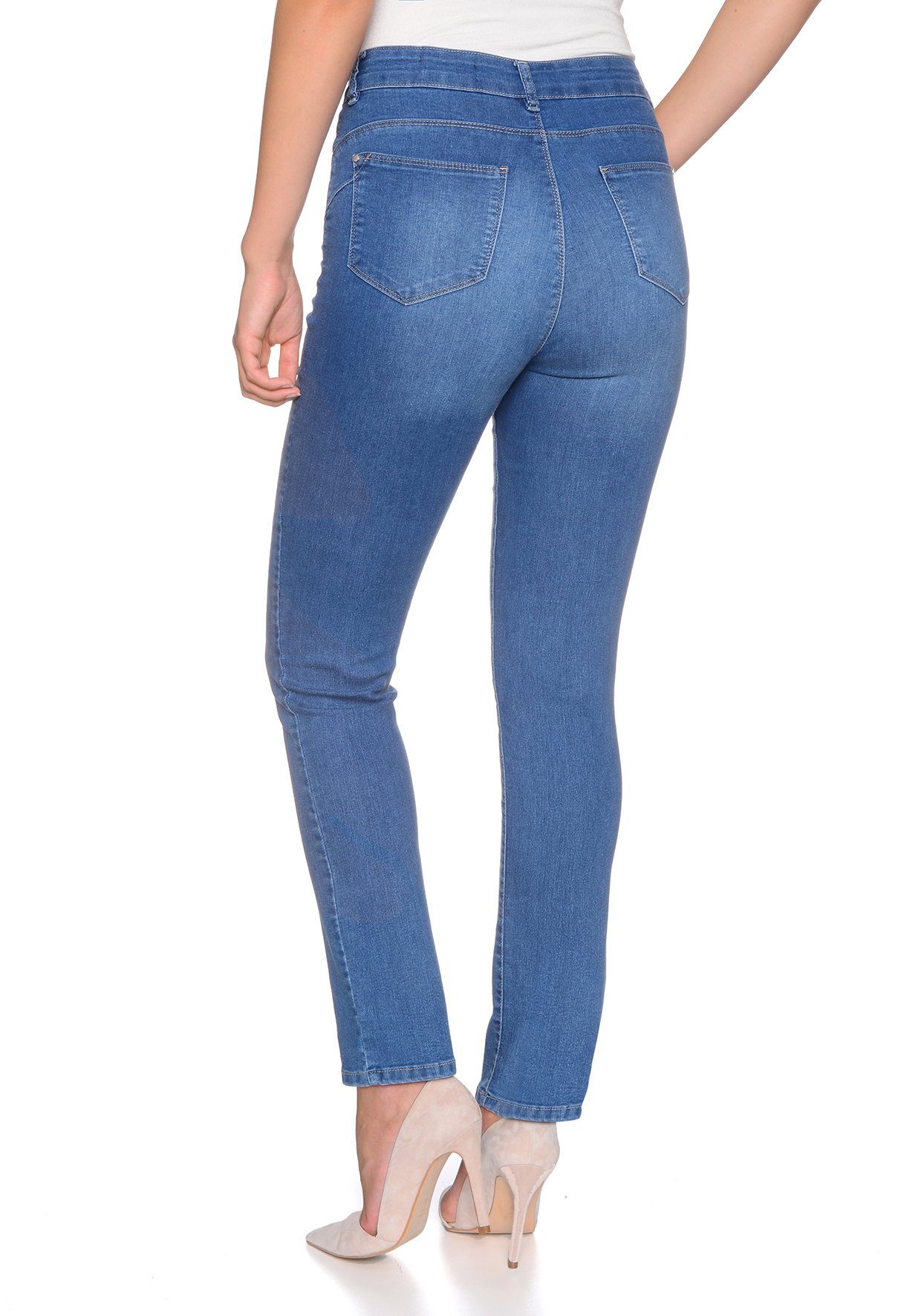 Jeans Stretch WOMEN Milano -Light Slim-fit-Jeans STOOKER Blue Damen Used-Magic
