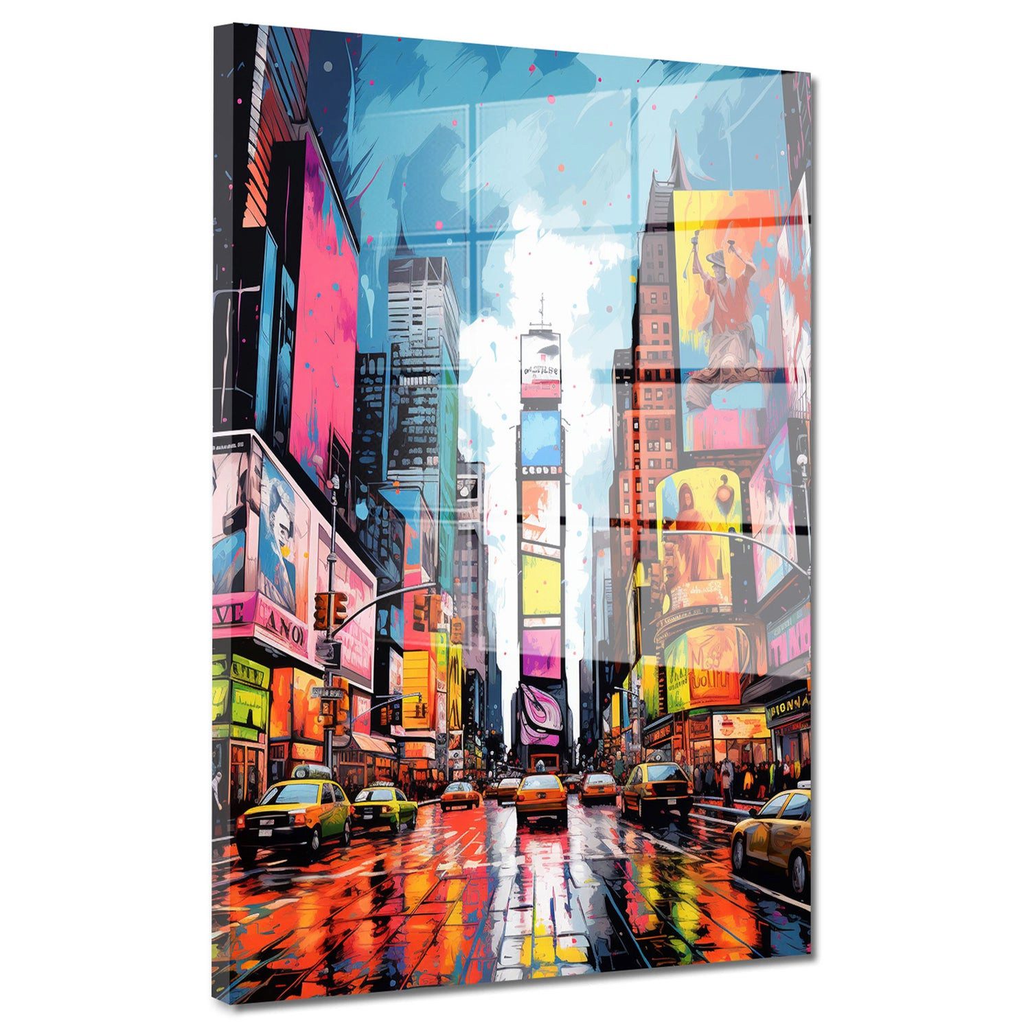 Artedinoi Acrylglasbild New York Acrylglasbild Wandbild Fotografie Skyline Blau USA XXL, Die Skyline von New York unter blauem Himmel.
