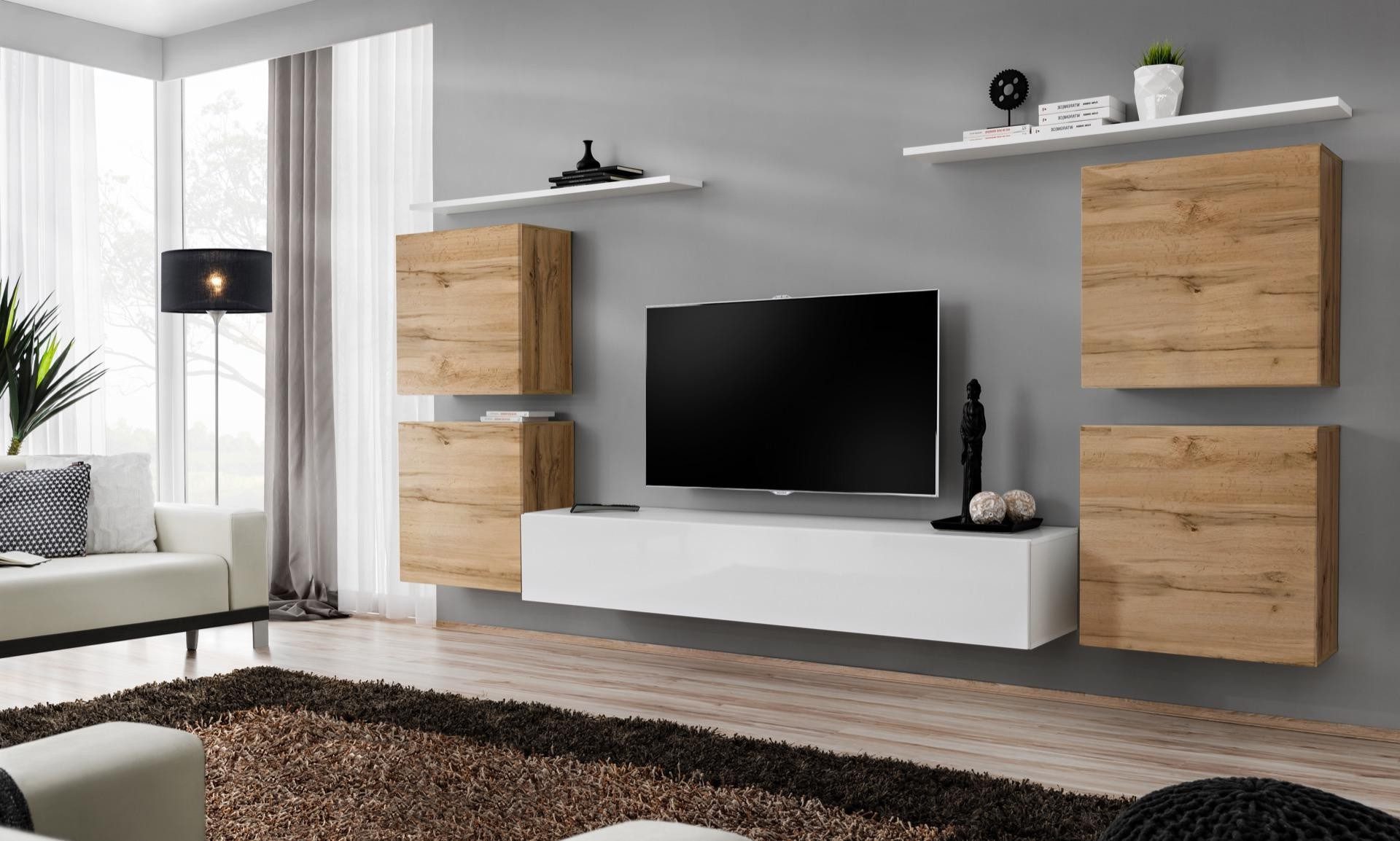 Wohnwand Luxus rtv Wandschrank Regal aus Holz für das Wohnzimmer