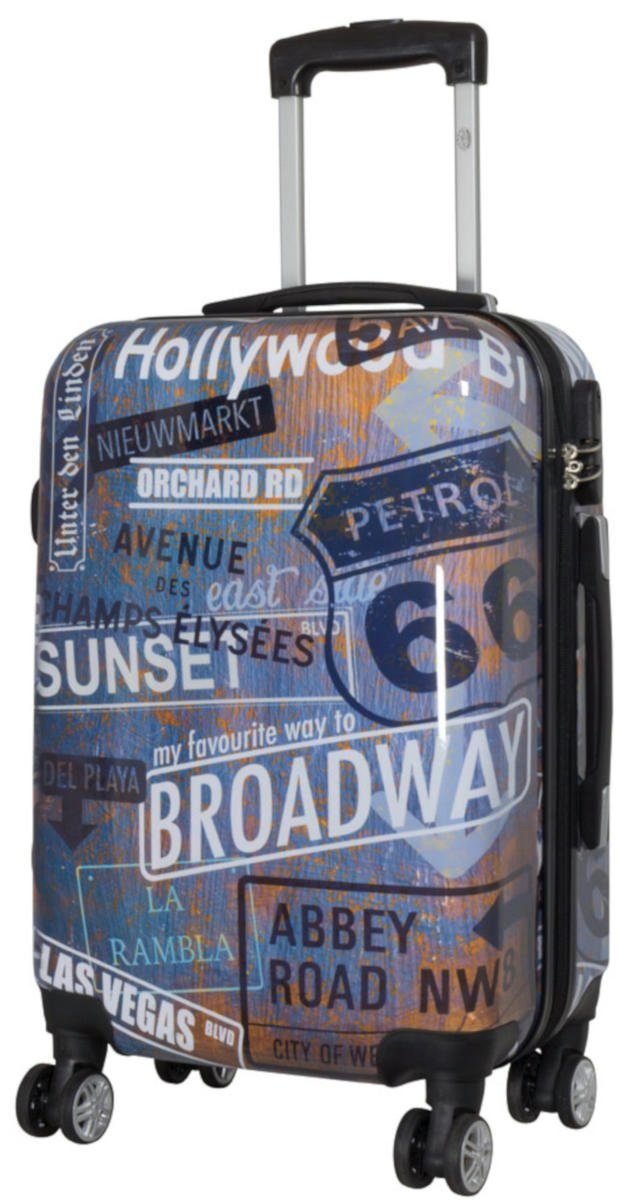 Hartschalen-Trolley Broadway, mit Volumenerweiterung, vier 360°-Rollen, aufrecht rollbar