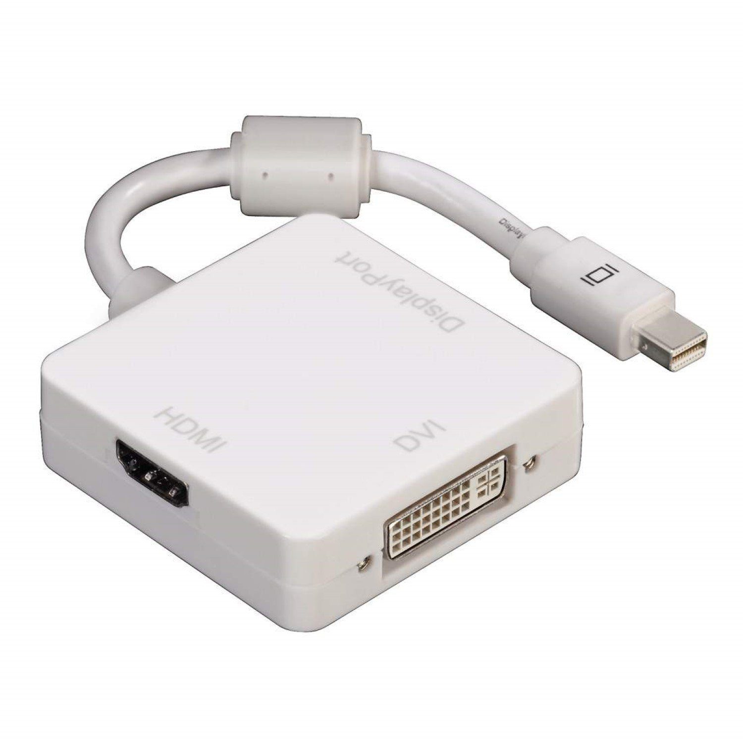 Hama 3in1 Mini DisplayPort Adapter Kabel Weiß Video-Adapter Mini Displayport, 10 cm, mini DP auf HDMI-Buichse DVI-Buchse Displayport-Buchse, vergoldet