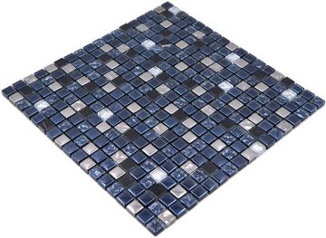 Mosani Mosaikfliesen Glasmosaik Naturstein Mosaik schwarz anthrazit silber