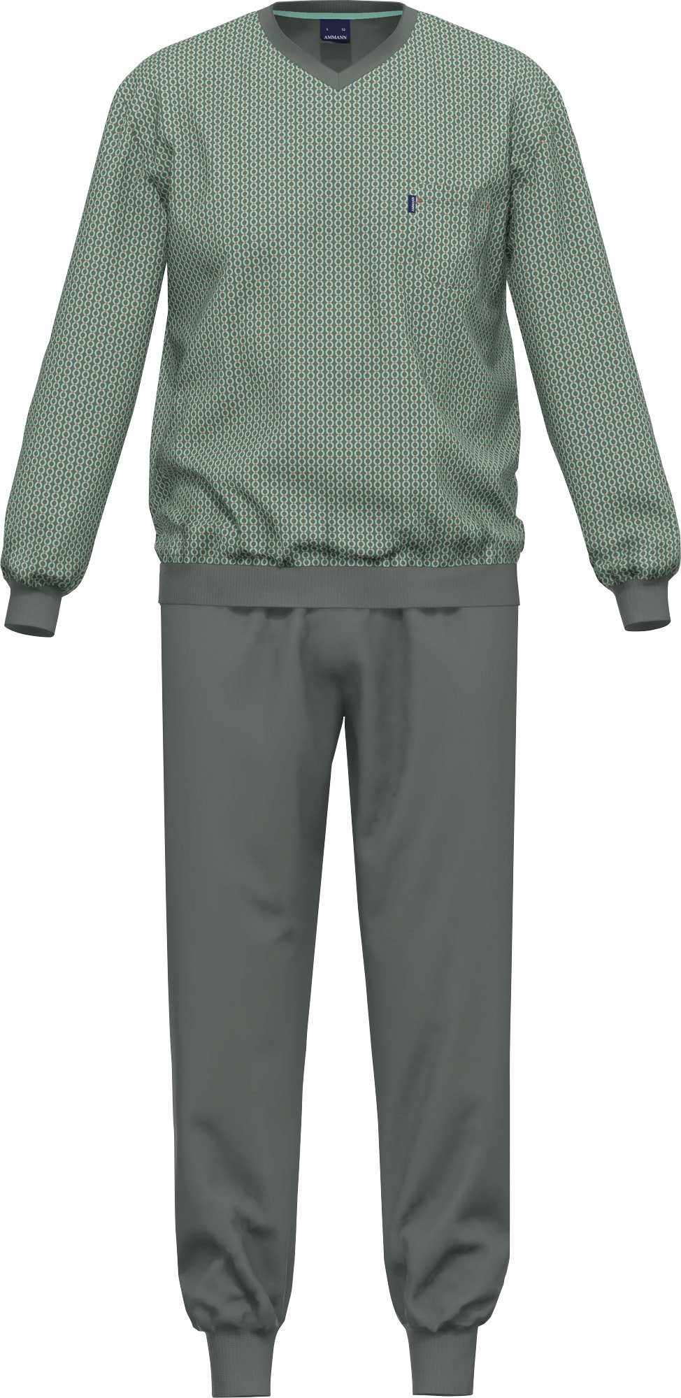 Ammann Pyjama Bio Herren-Schlafanzug Single-Jersey gemustert