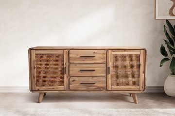 Main Möbel Anrichte Main Möbel Sideboard 2 Türen 160x82cm 'Ravello' Akazie & Rattangeflech