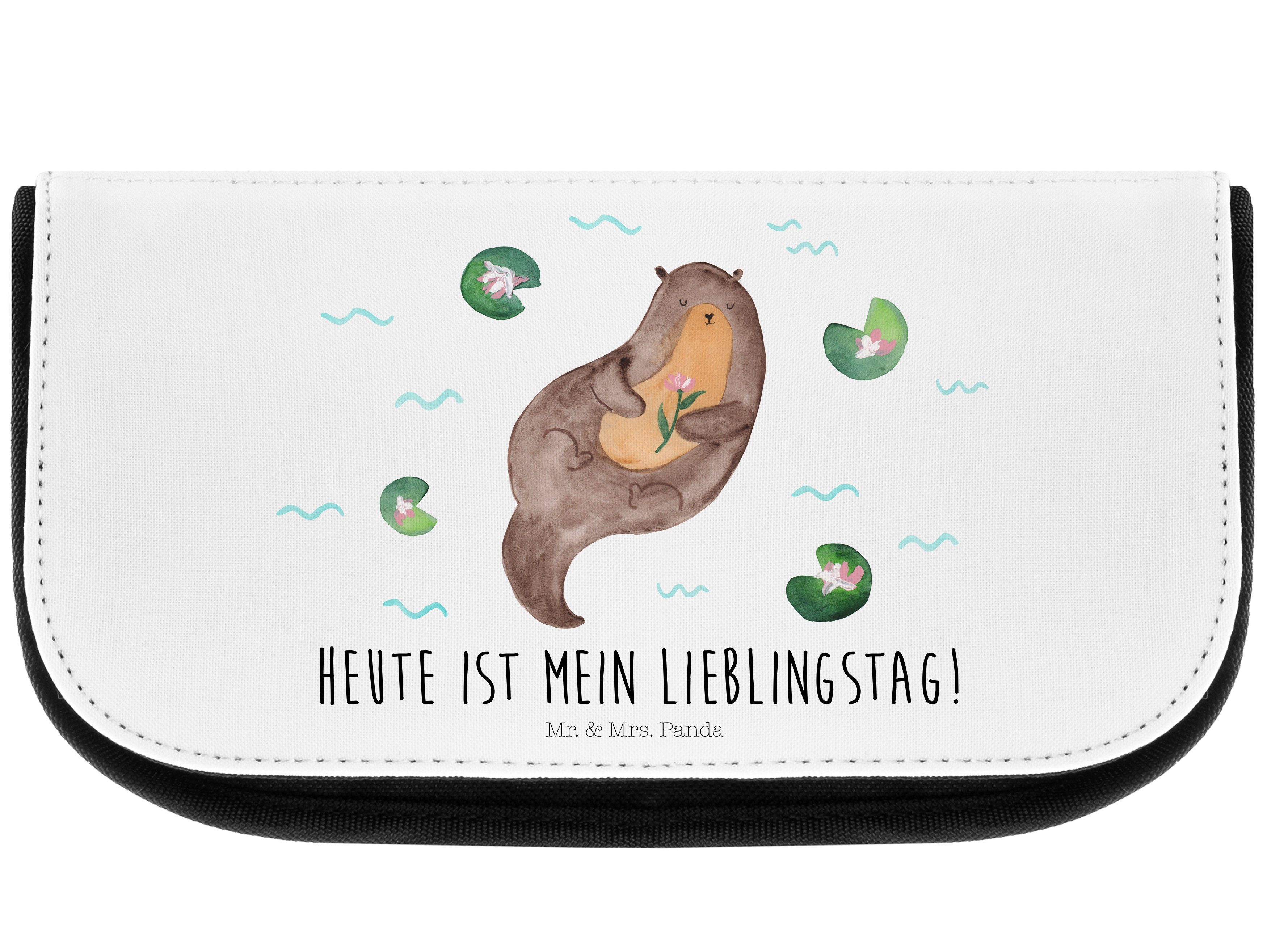 Weiß - Kosmetikbeutel, Kosmetiktasche - (1-tlg) Seerose Geschenk, Otter Seeotter, & mit Mr. Fluss, Mrs. Panda