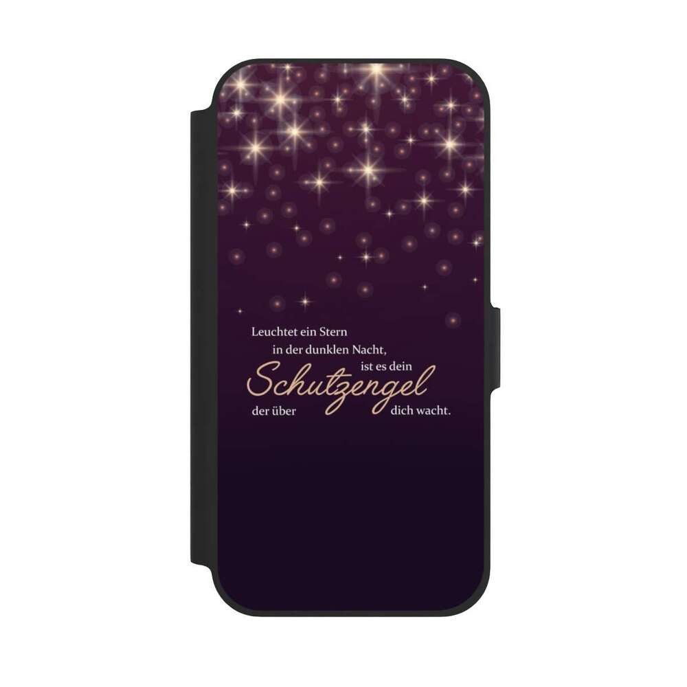 NIVOCASE Handyhülle Schutzengel Sprüche Spruch Schutzengel, Apple iPhone 12 Klapphülle Handyhülle aus Kunst Leder NIVOflip schwarz