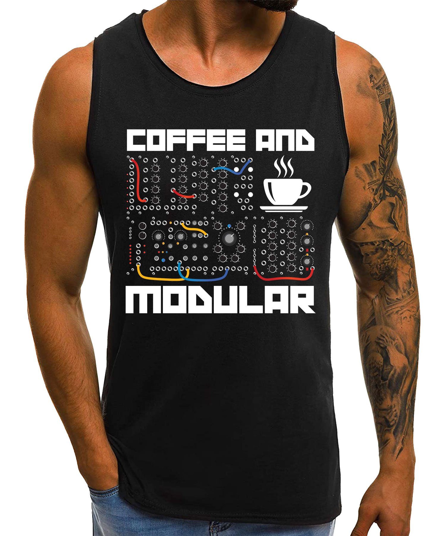Modular Coffee - Quattro Herren and Achselhemd (1-St) Elektronische Synthesizer Tank-Top Formatee Musiker
