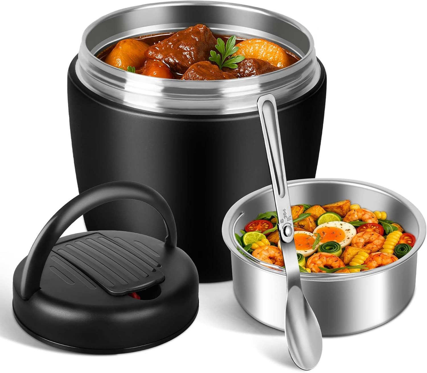 FELIXLEO Thermobehälter Thermobehälter Edelstahl mit Löffel Deckel Auslaufsicher Lunchbox., (1-tlg)