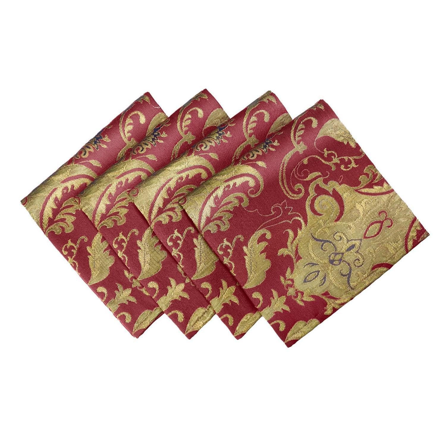 LuxusKollektion Stoffserviette Stoffservietten 4er Set 45x45cm Burgund, (4 St)